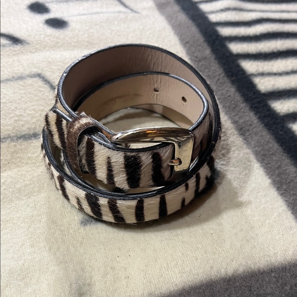 Zebra Print Leather Belt (M)